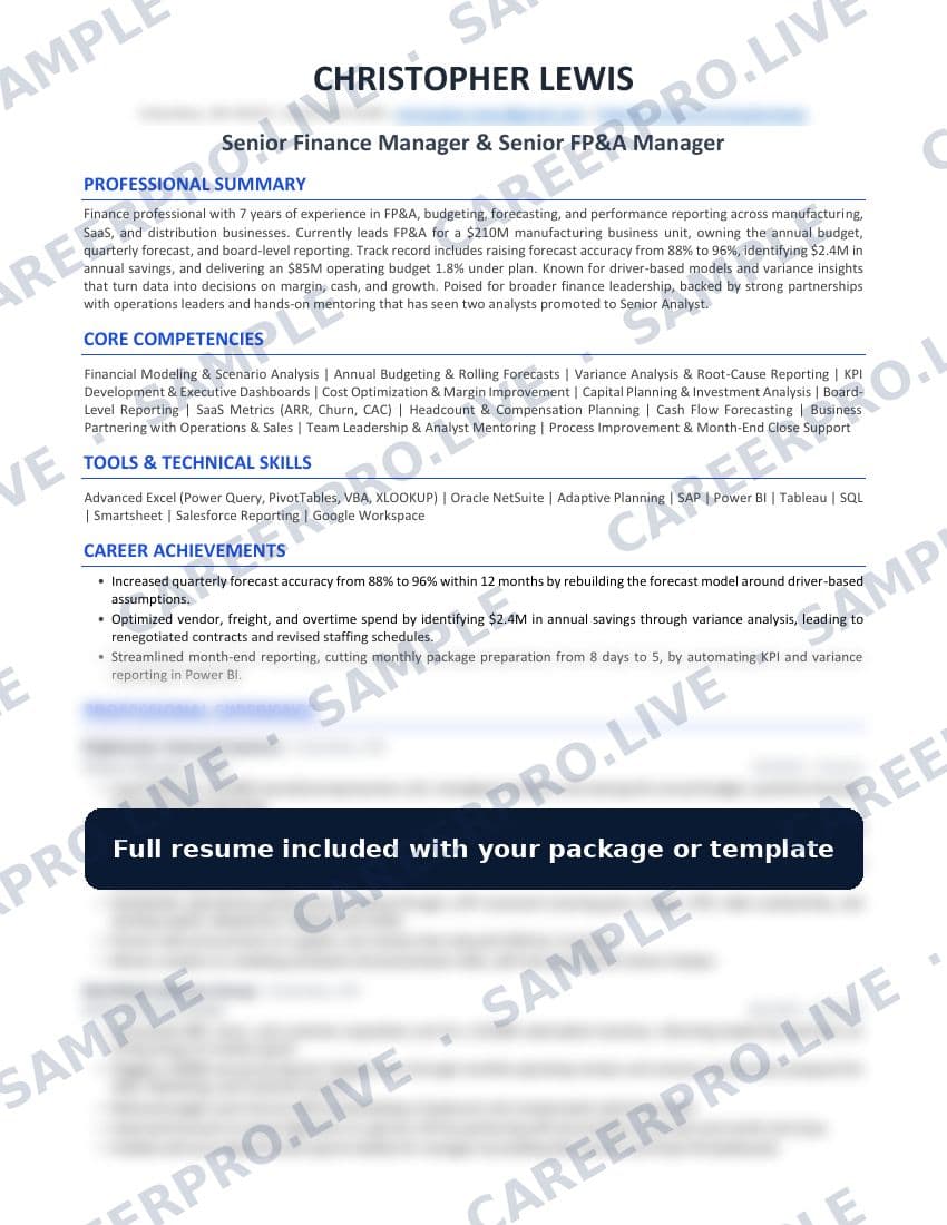 First page of the Mid-Level Resume sample