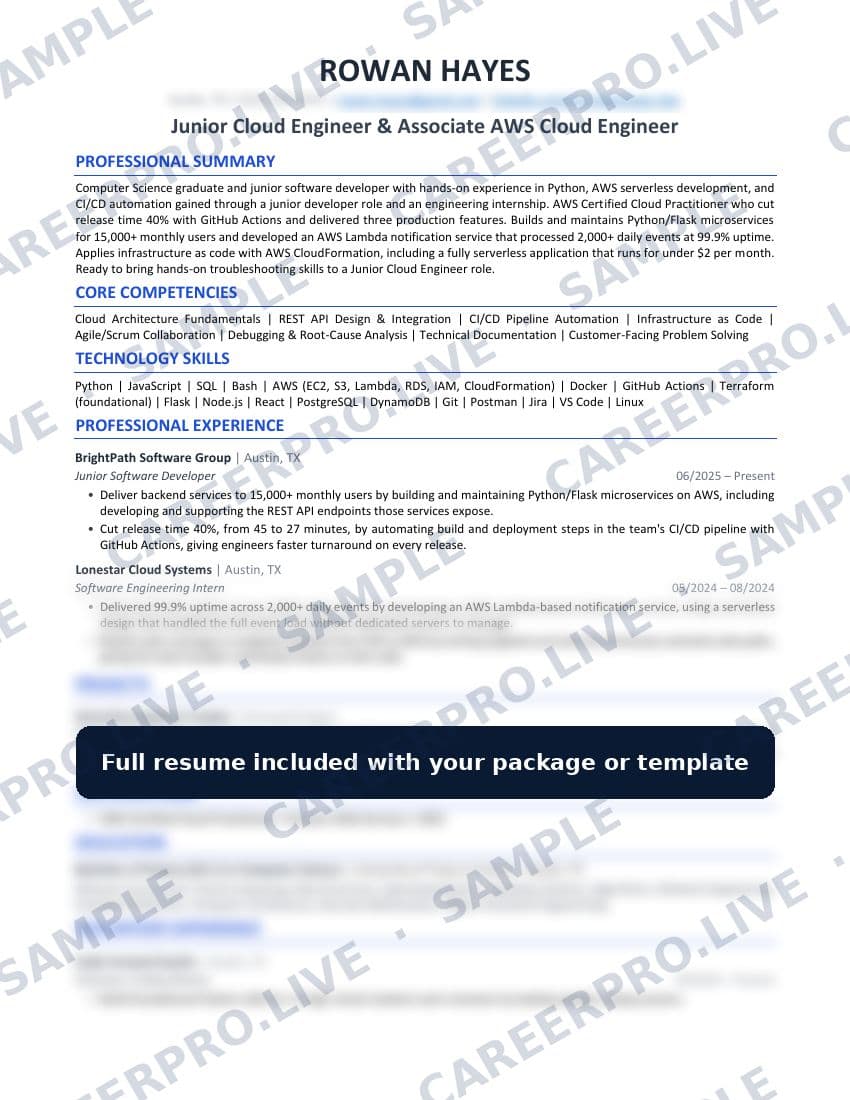 First page of the One-Page Resume (Version 01) sample