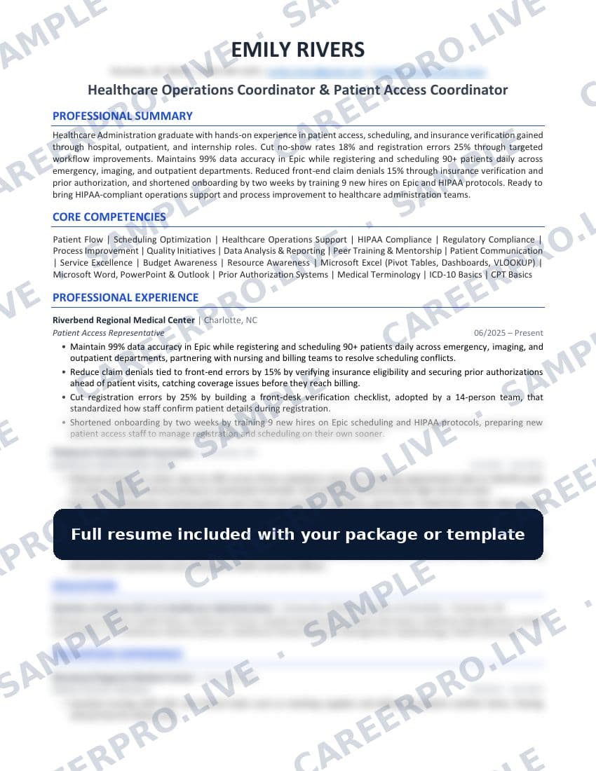 First page of the One-Page Resume (Version 02) sample