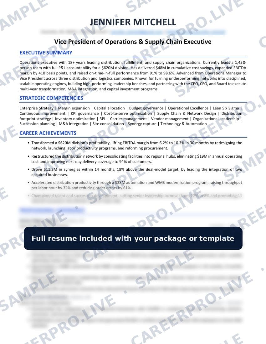 First page of the Senior-Level Resume sample